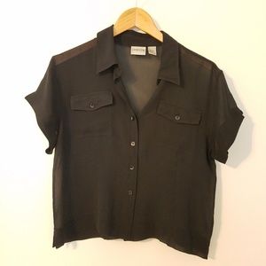 100% sheer black silk crop top